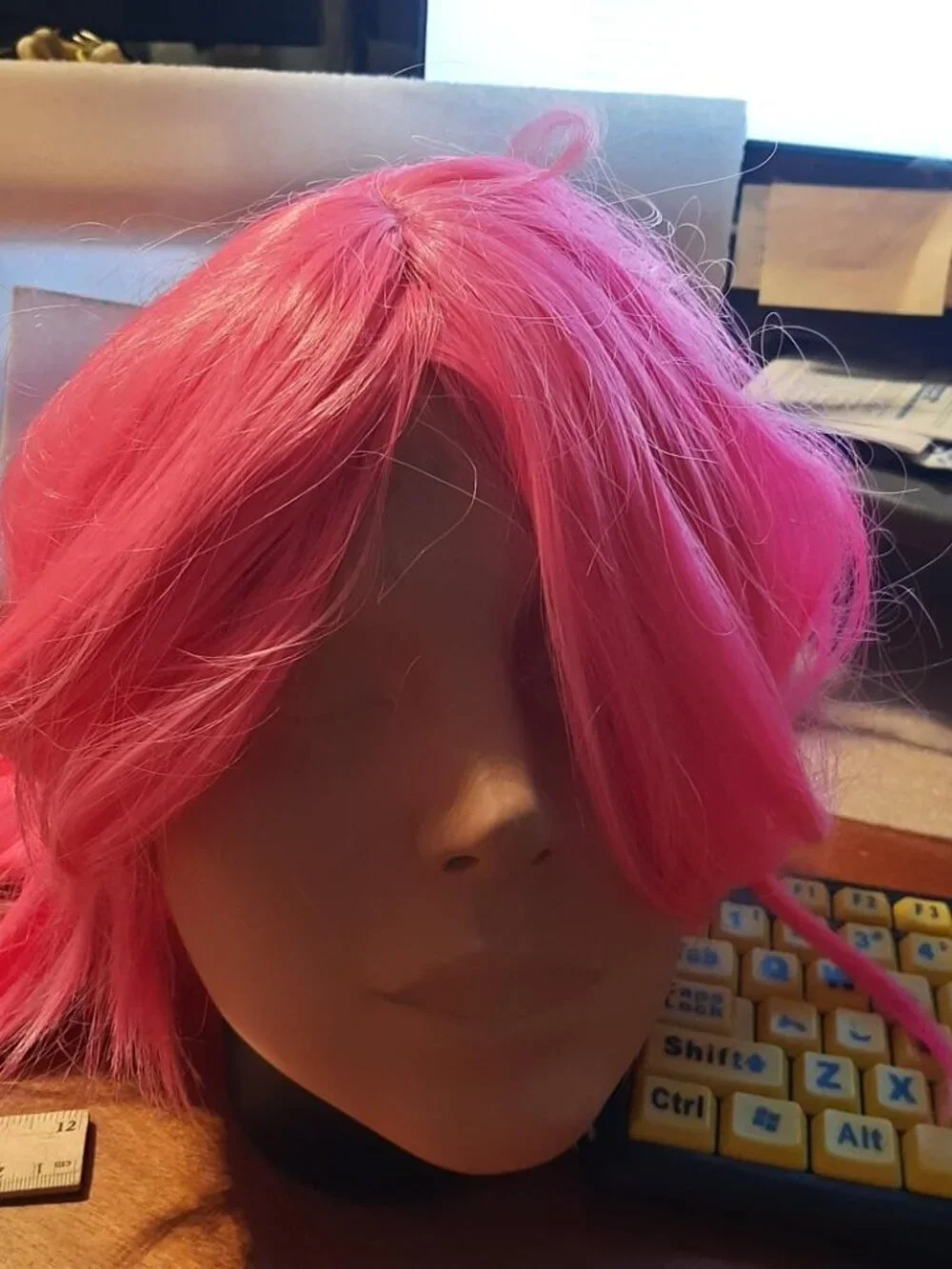 NEW BAG ! Women Long Wig 19 Inch Curly Pink